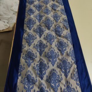 Solid Quilted Dark Blue Bed Runner with 2 Matching Cushion Covers/Decorative Set for Bedrooms/Hotel Rooms/Guest Rooms (90"*100", Dark Blue)