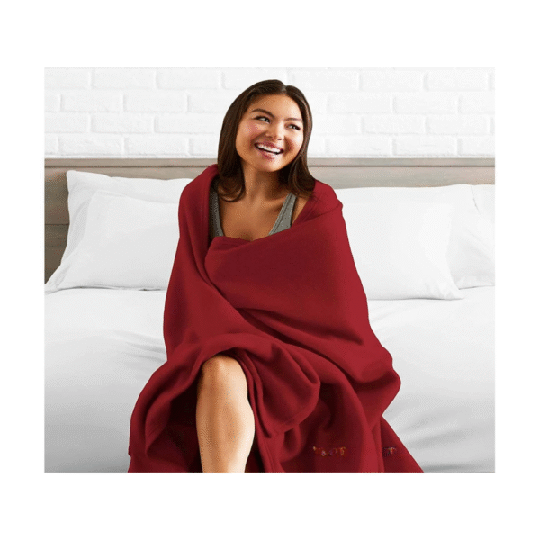 800 GSM Special for Heavy Winter Plain Light Weight Polar Fleece Blanket (RED Double Size) - Image 7