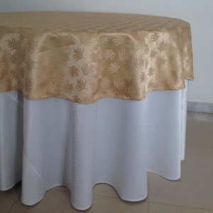 Round Table Cover With Juquard Overlay for Hospitality & Home Use