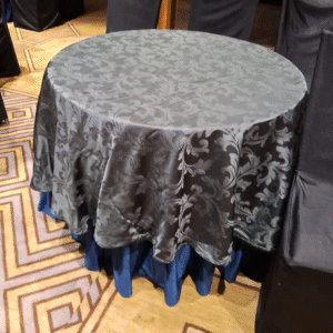 Round Table Cover With Juquard Overlay for Hospitality & Home Use