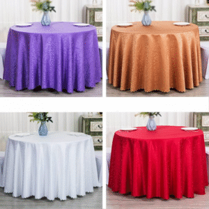 Juquard Round Table Cover Auto Frill for Hospitality & Home Use