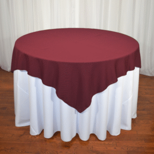 Auto Frill Round Table Cover With Rectungular Overlay for Hospitality & Home Use