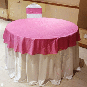 Crush Auto Frill Round Table Cover With Round Overlay for Hospitality & Home Use