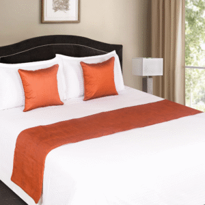 Orange Bed Runner With Cushion Cover Basic for Hospitality & Home Use