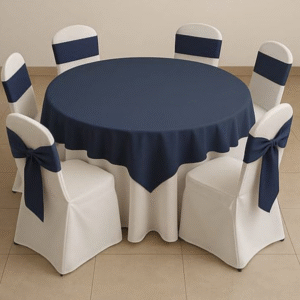 Round Table Cover With Overlay Auto Frill Set for Hospitality & Home Use